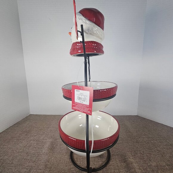 St Nicholas Square, Yuletide Snowman Two Tiered Server With Tags New Condition - Picture 6 of 12